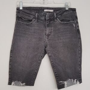 Levi's Women's Dark Gray Distressed Jean Shorts